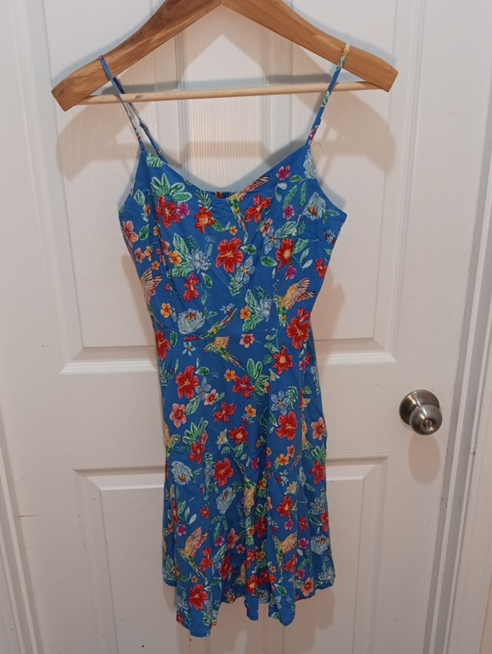 Old Navy Bright Blue Floral Smocked Top